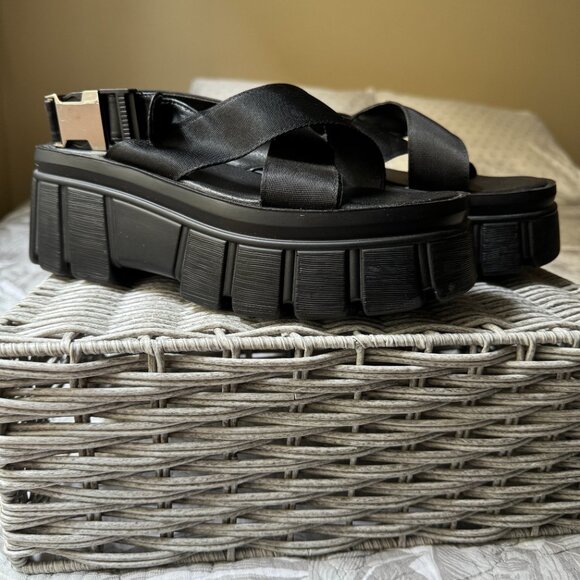 Black Platform Sandals Women's Size 7.5 - Picture 3 of 8